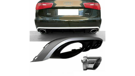 Diffuser Audi A6 C7 Rear with Pipes