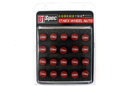 Forged wheel lug nuts D1Spec Alu 1,5 Black/Red