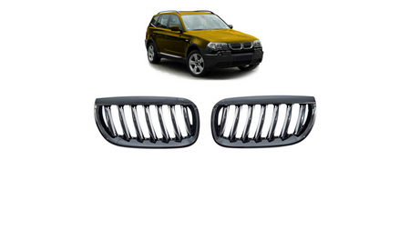 Grill BMW X3 E83 pojedyncze żeberka Gloss Black