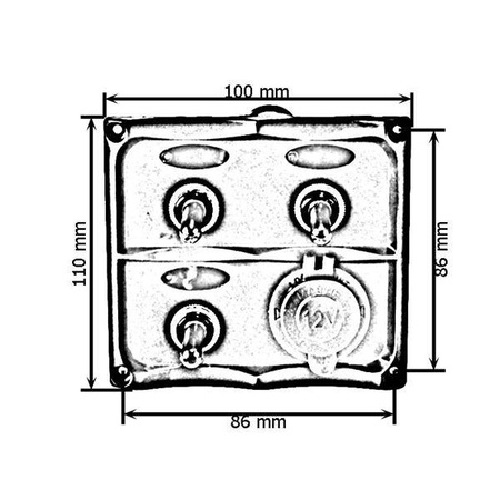 Switch Panel 12V SPST/ON-OFFx3, 1xGZ, 2B 15A IP68