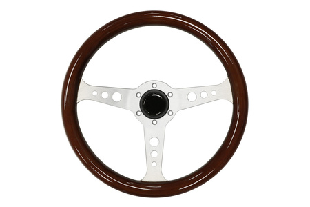 Steering wheel 350mm Wood Silver