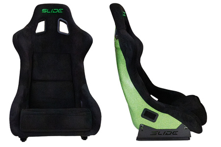 Racing seat SLIDE KS2 Premium Black & Welur Green Glitter