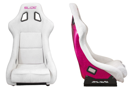 Racing seat SLIDE KS2 Premium Light Grey Suede Bright Pink Glitter