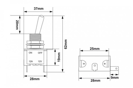 Switch Toggle Chrome type.2 Led Green