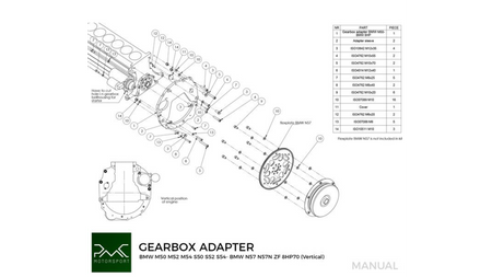 Gearbox Adapter Plate BMW M50 M52 M54 S50 S52 S54 - BMW ZF 8HP70 / M57N GS6-53DZ (Vertical)