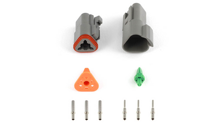 Set of plugs and pins matching Deutsch DT-3 connectors (DT06-3S + DT04-3P) - (13 Amps)