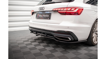 Splitter Audi A4 S-Line B9 Facelift Rear Central with Diffuser v.1 Gloss Black