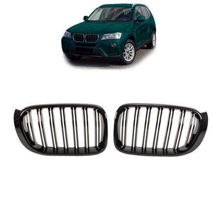 Grill BMW X3 F25 X4 F26 Facelift podwójne żeberka Gloss Black