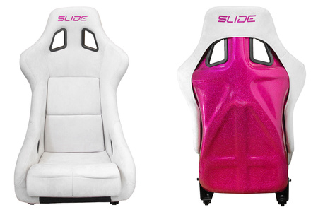 Fotel sportowy SLIDE KS2 Premium Light Grey Welur Bright Pink Glitter