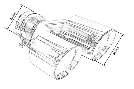 Exhaust 89mmx2 Inlet 76mm Polished Set