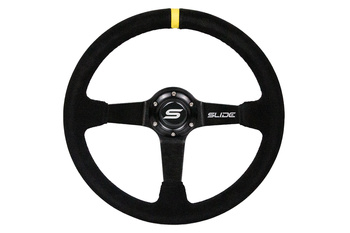 Steering wheel SLIDE 350mm offset:90mm Suede Yellow Strip
