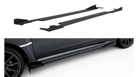 Side Skirts Subaru Impreza WRX STI Mk3 Facelift Street Pro Black-Red + Gloss Flaps