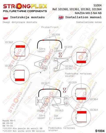 Front suspension polyurethane bush kit