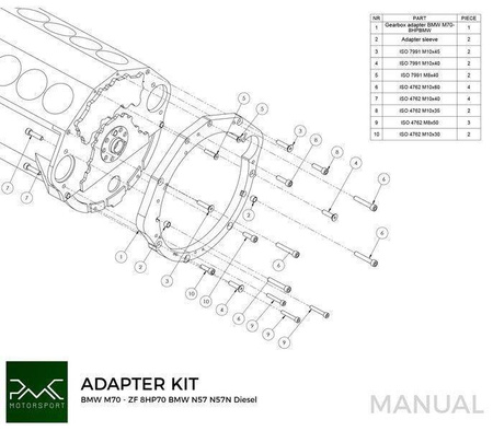 Adapter Kit BMW V12 M70 - BMW ZF 8HP70 N57 N57N Diesel