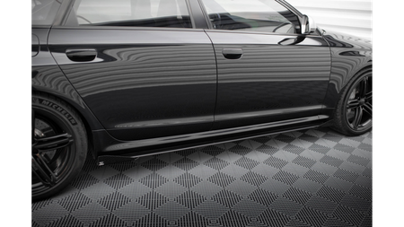 Diffuser Audi RS6 C6 Side Skirts Street Pro Black-Red + Gloss Flaps
