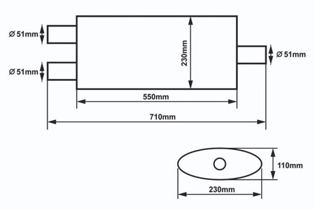 Center Muffler 51mm SLIDE 304SS 550mm