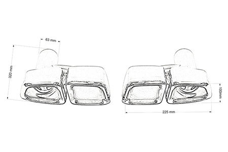 Końcówka tłumika 255x100mm wejście 63mm Mercedes E63 W212 Polerowana Zestaw