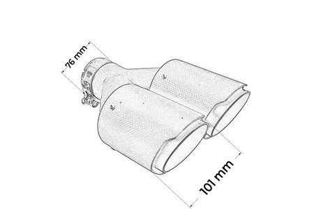 Końcówka tłumika 101mmx2 wejście 76mm Carbon Mat