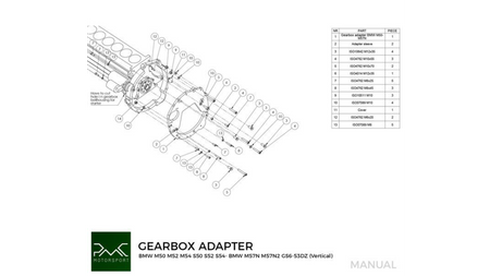 Adapter skrzyni biegów BMW M50 M52 M54 S50 S52 S54 - BMW ZF 8HP 8HP70 8HP50 / GS6-53DZ (Pionowy)