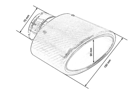 Exhaust Tip 150x90mm enter 70mm Carbon Gloss