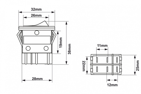 Rocker switch 6 PIN Red