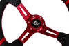 Kierownica SLIDE 350mm offset:90mm Skóra Red
