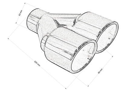 Exhaust Tip 89mmx2 enter 63mm Black Chrome Right