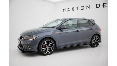 Side Skirts Volkswagen Polo GTI Mk6 Street Pro Facelift Black + Gloss Flaps