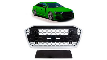 Grill Audi A6 C8 Silver & Gloss Black