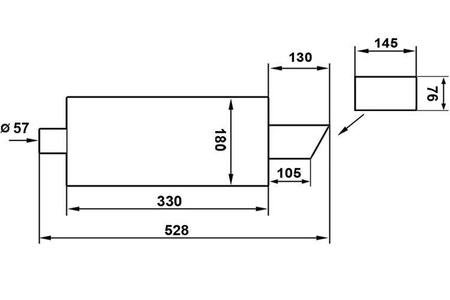 Tłumik Końcowy TurboWorks 76x148mm wejście 57mm