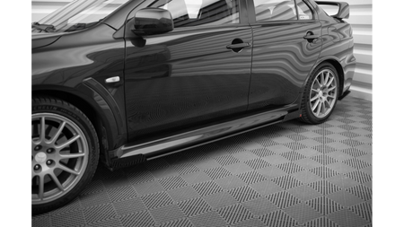 Dokładka Mitsubishi Lancer EVO X Progi Street Pro Black-Red + Gloss Flaps