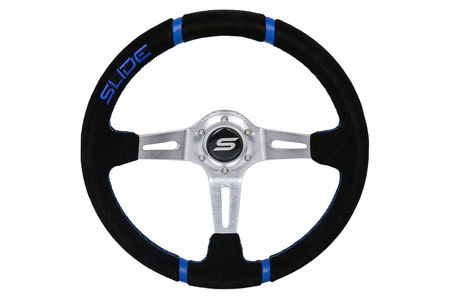 Kierownica SLIDE 350mm offset:90mm Zamsz Blue
