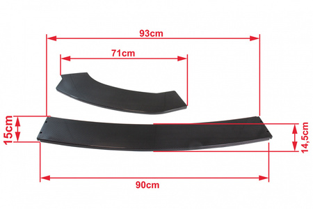 Universal front bumper splitter 3 pcs.