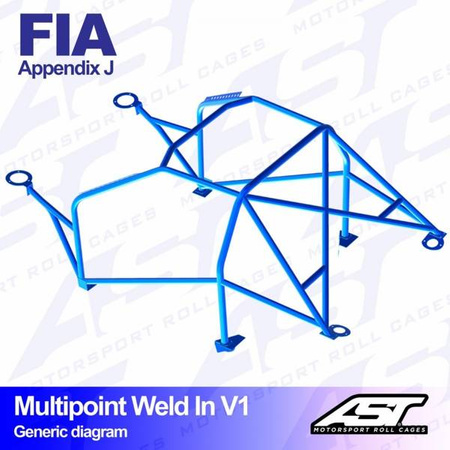 Roll Cage AUDI Coupe (B2) 2-doors Coupe FWD MULTIPOINT WELD IN V1