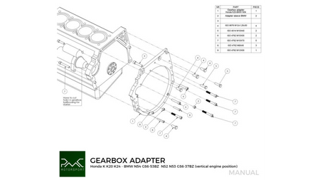 Gearbox Adapter Plate Honda K K20 K24 - BMW DCT DKG GS7D36SG / N54 GS6-53BZ (V)