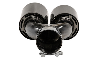 Końcówka Tłumika 101mmx2 wejście 76mm Black Chrome Zestaw