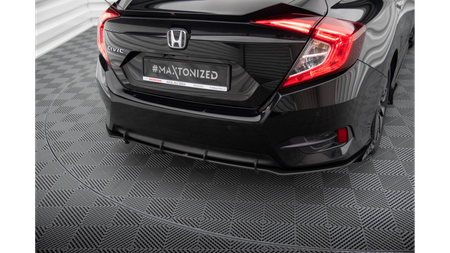 Splitter Honda Civic X Rear Side Street Pro Black + Gloss Flaps