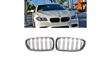 Grill BMW 5 F10 F11 podwójne żeberka Chrome & Black