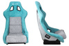 Racing seat SLIDE KS2 Premium Mint & Quilted Grey Suede Silver Glitter