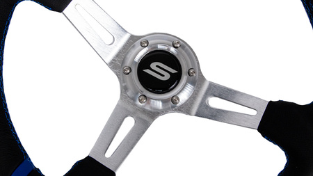 Kierownica SLIDE 350mm offset:90mm Skóra Blue