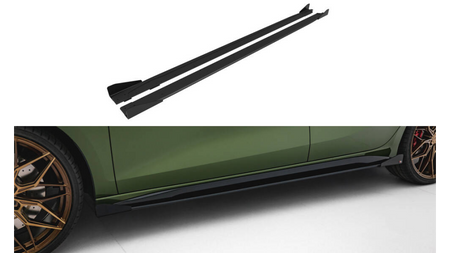 Side Skirts Audi S3 A3 8Y S-line Sportback Street Pro Facelift Black-Red + Gloss Flaps