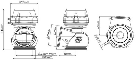 Turbosmart Wastegate 60mm 1.0 Bar Power-Gate Fioletowy zewnętrzny