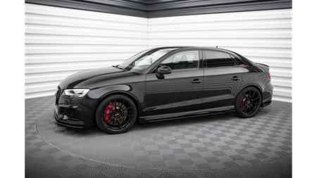 Diffuser Audi RS3 8V Facelift Side Skirts Street Pro v.1 Black-Red + Gloss Flaps