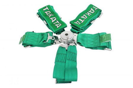 Racing seat belts 6p 3" Green Takata Replica