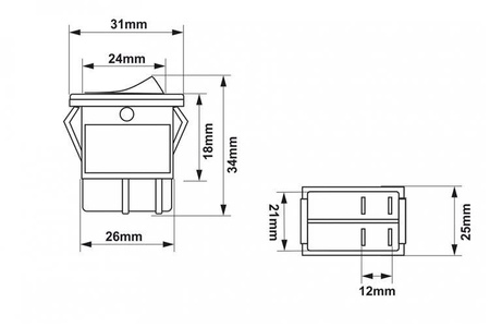 Rocker switch led 4 PIN Yellow