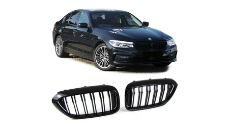 Grill BMW 5 G30 F90 G31 podwójne żeberka Gloss Black