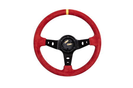 Kierownica Pro 350mm offset:80mm Zamsz Red