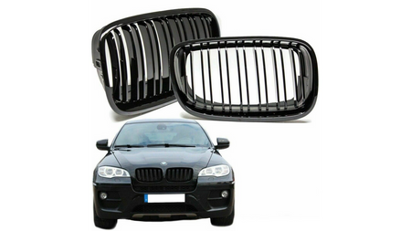 Grill BMW X6 E71 E72 X5 E70 podwójne żeberka Gloss Black