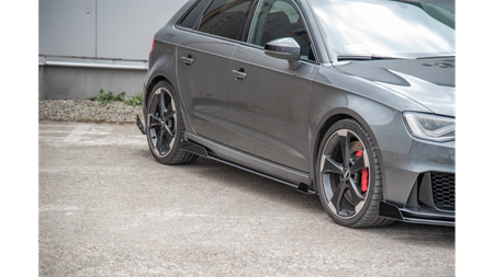 Dokładka Audi RS3 8V Sportback Progi Racing Black + Gloss Flaps