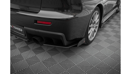 Splitter Mitsubishi Lancer EVO X Rear Side Street Pro Black + Gloss Flaps